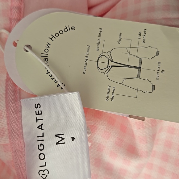 NWT Blogilates Marshmallow Full Zip Hoodie - Pink Gingham - Picture 10 of 11